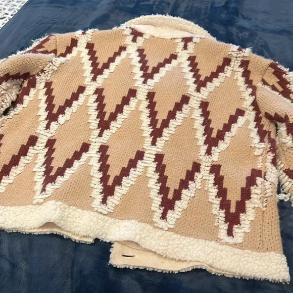 Sweeney Sherpa TrimVici Collection Jacket Sweater with Buttons women size small - Picture 9 of 11